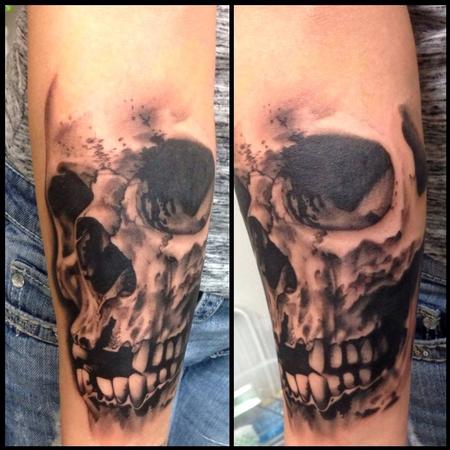 Tattoos - In-Progress Black an Gray Skull Tattoo - 82807